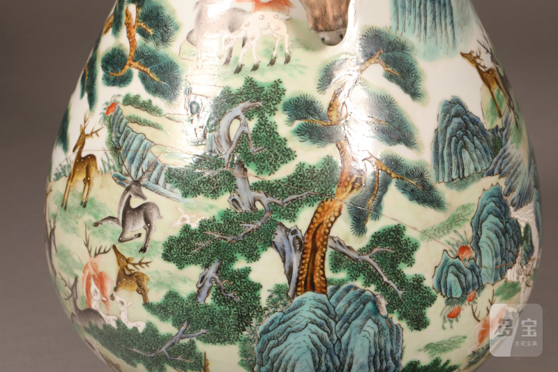 清 粉彩鹿头尊 - 图11
